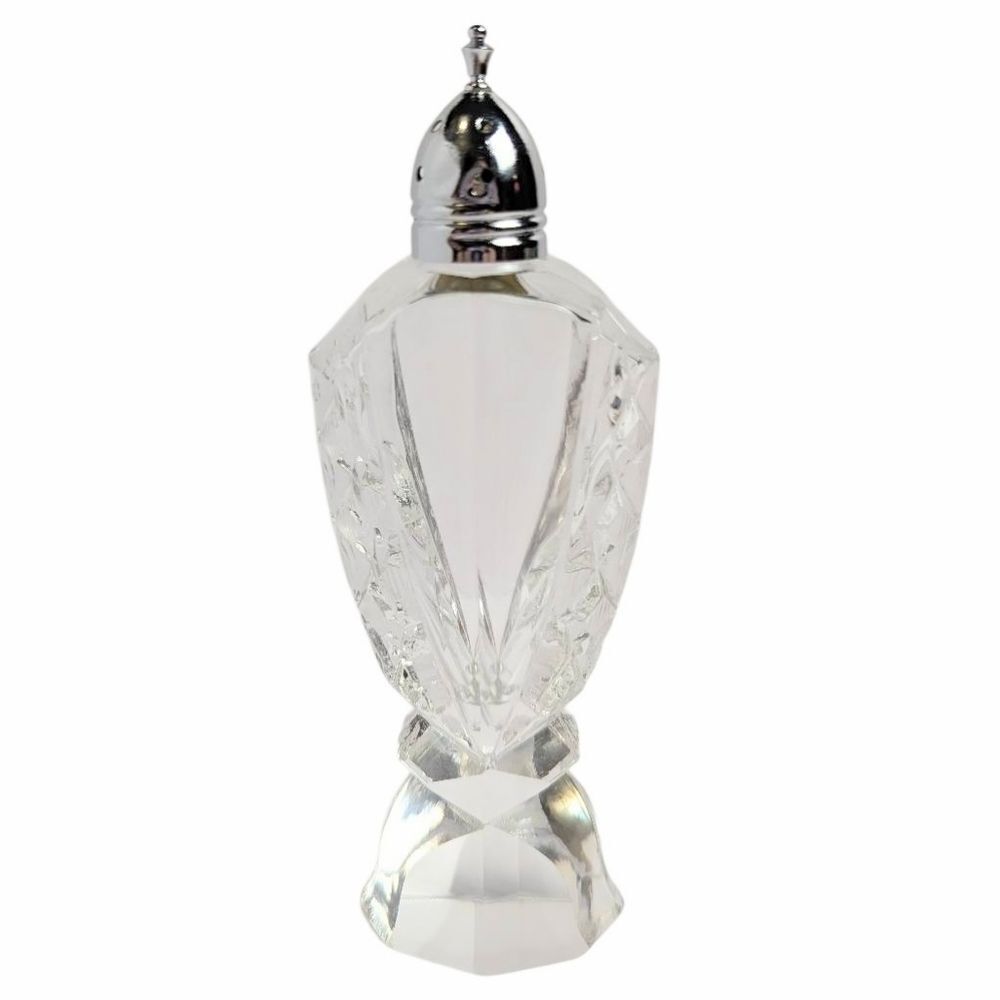 Vintage 1940's 50's Handcut Carved Fancy Clear Crystal Salt / Pepper Shaker